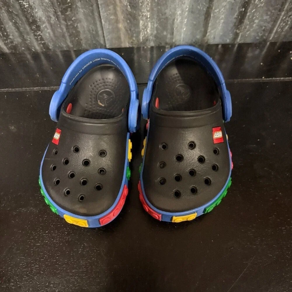 Crocs Classic Legos Black Slip On Clogs Baby Toddler Size C 4/5